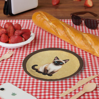 Siamese kat op oud papier papieren bordje