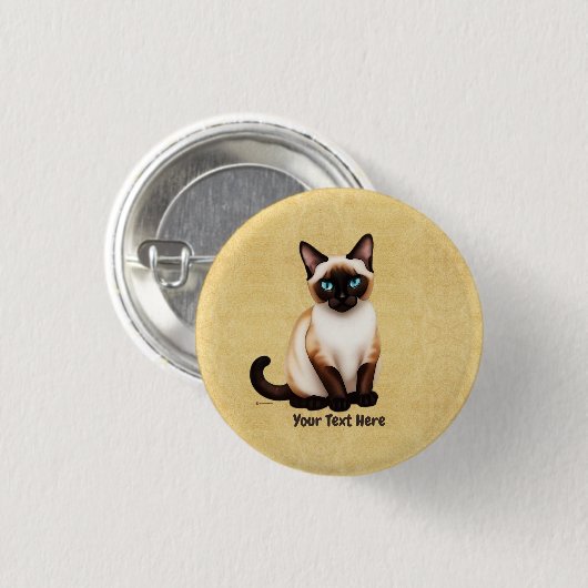 Siamese kat op oud papier ronde button 3,2 cm (Voorkant /achterkant)