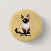 Siamese kat op oud papier ronde button 3,2 cm (Voorkant)