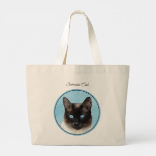 Siamese kat portret schilderen Schattigee originel Grote Tote Bag