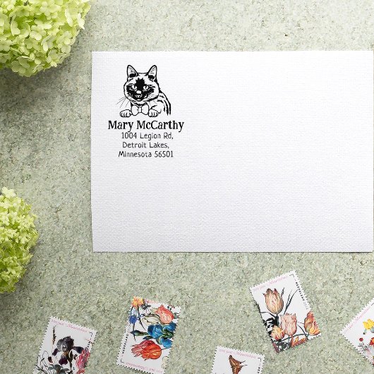 Siamese Kat Return-adres Rubberstempel