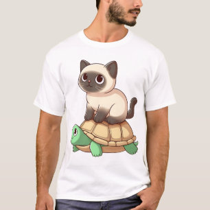 Siamese kat rijdt op schildpad Kopie T-shirt