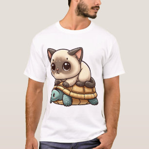 Siamese kat rijdt op schildpad t-shirt