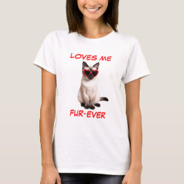 Siamese kat rode hart-vormige zonnebril t-shirt