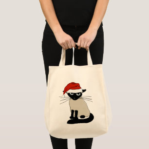 Siamese Kat Santa Grappig Kerstvakantie Tote Bag