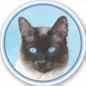 Siamese kat schilderij originele dierlijke kunst sticker (Voorkant)