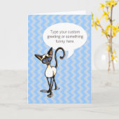 Siamese kat spreekt uw aangepaste groet kaart (Gele Bloem)