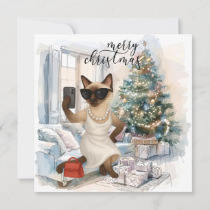 Siamese kat stuurt bericht Vrolijk kerstfeest Feestdagenkaart
