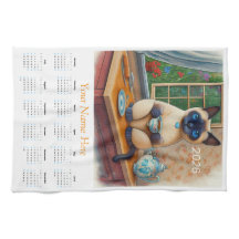 Siamese Kat Theetijd 2026 Theedoek Kalender