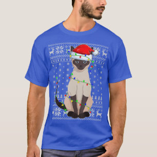 Siamese kat Ugly Sweater Style Santa Siamese Cat C T-shirt
