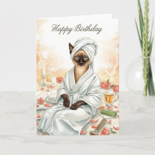 Siamese Kat Verjaardag in Spa Kaart