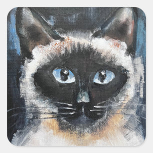 Siamese kat vierkante sticker
