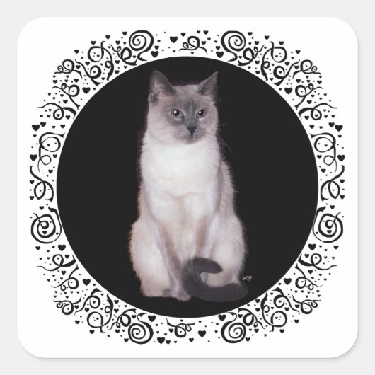 Siamese Kat Vierkante Sticker (Voorkant)