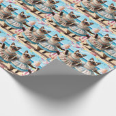 Siamese kat viert verjaardagsfeestje cadeaupapier (Hoek)