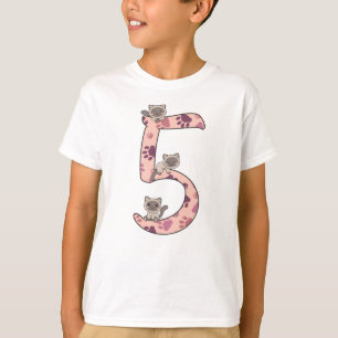 Siamese kat vijfde verjaardag voor kinderen met T- T-shirt