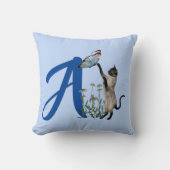 Siamese Kat Vlinder Monogram Initiaal A Kussen (Voorkant)