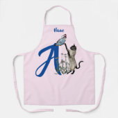 Siamese Kat Vlinder Monogram Initiaal A Naam Schort (Voorkant)