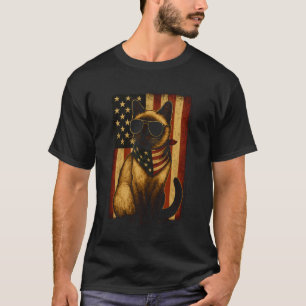 Siamese Kat VS Amerika Vlag Mannen Vrouwen 4 juli  T-shirt