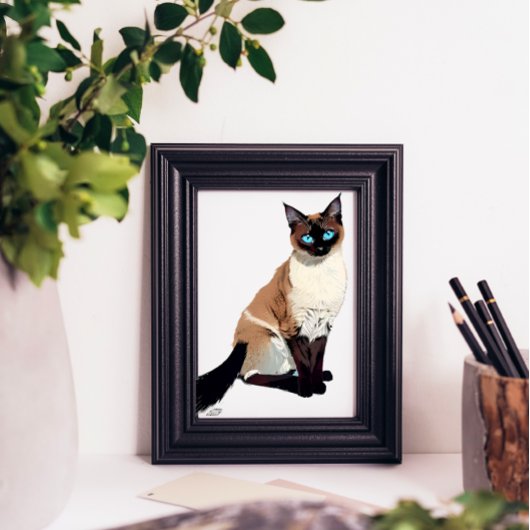 Siamese Kat Wall Art Elektrische Blauwogige Kat Li Poster