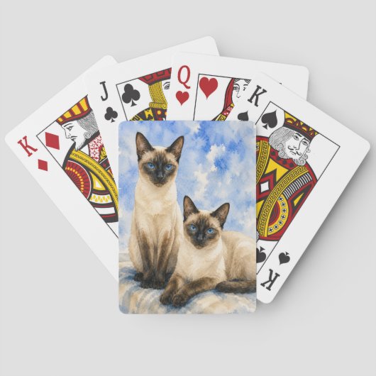 Siamese Kat Waterverf Speelkaarten (Achterkant)