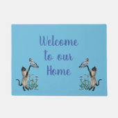 Siamese katten en botervliegen welkom deurmat (Voorkant)