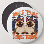 Siamese katten en krakende deuren ronde button 6,0 cm (Voorkant /achterkant)