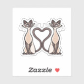 Siamese Katten Heart Sticker (Vel)