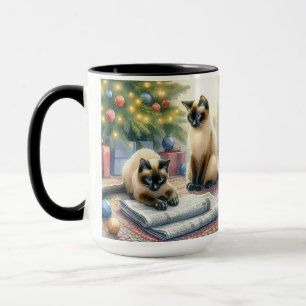 Siamese Katten Kerst Koffie Mok Cup