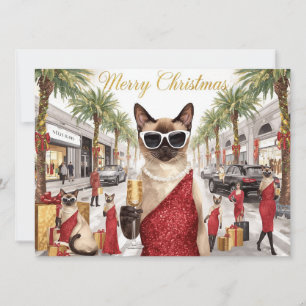 Siamese Katten Kerstgroet uit Californië Feestdagenkaart