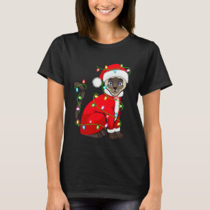 Siamese Katten Kerstlichten Kerstman Kostuum Knuff T-shirt