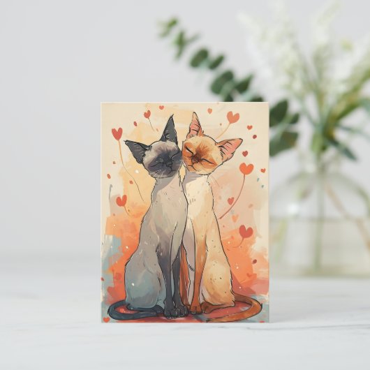 Siamese katten Valentijnsdag Briefkaart (Staand voorkant)