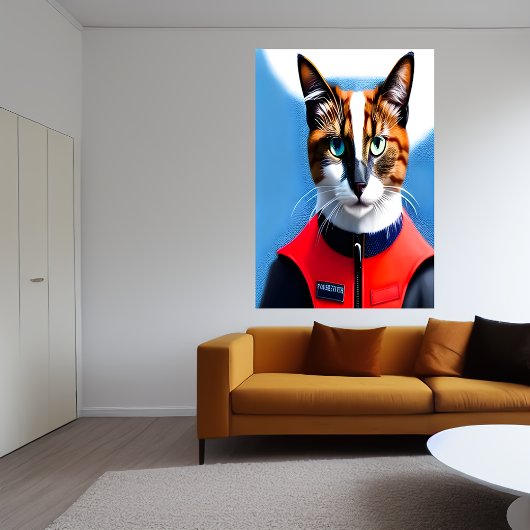 Siamese kattenbrandweerman | AI Art Poster