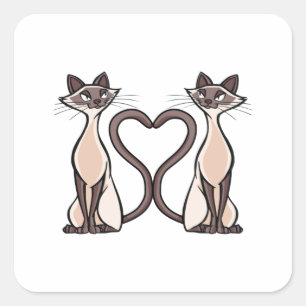 Siamese kattenhart vierkante sticker