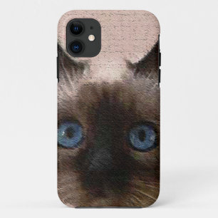 siamese kattenritselen oud oud gebarsten hallo iPhone 11 hoesje