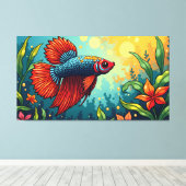 Siamese kempvis canvas afdruk (Insitu (Houten vloer))