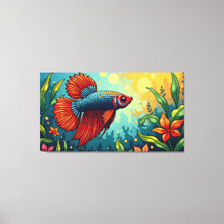 Siamese kempvis canvas afdruk