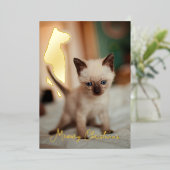 Siamese kerst folie feestdagenkaart (Staand Voorkant)