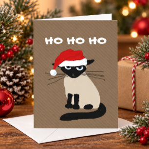 Siamese Kerstman - Grappige Kittycat Kerstmis Feestdagen Kaart