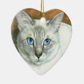 Siamese kerstversiering met kat hart keramisch ornament (Rechts)