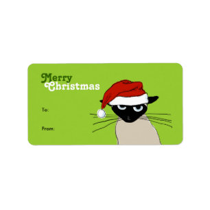 Siamese kerstwetten - grappige kerstkat etiket