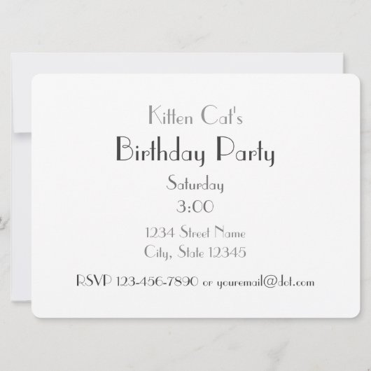 Siamese Kitten Anniversaire Fête Invitation (Dos)