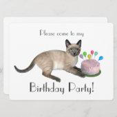 Siamese Kitten Anniversaire Fête Invitation (Devant / Derrière)