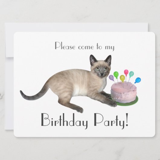 Siamese Kitten Anniversaire Fête Invitation (Devant)
