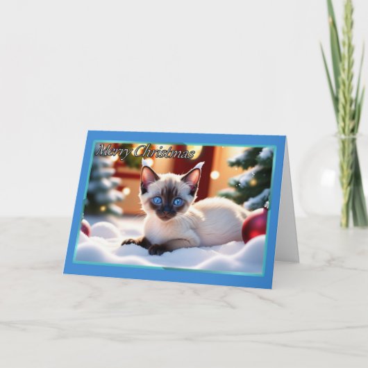 Siamese Kitten Kaart voor kerstmis (Voorkant)