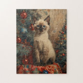 Siamese Kitten Kerst  Kat Legpuzzel (Verticaal)