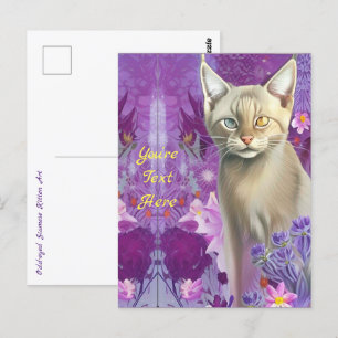 Siamese kitten met ongelijke ogen in roze briefkaart