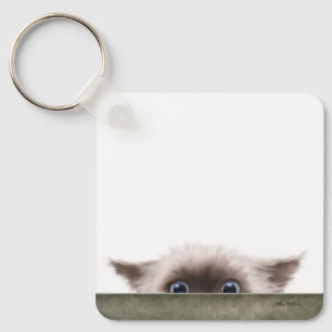Siamese Kitten Sluipend Naar Je Cartoon Sleutelhanger