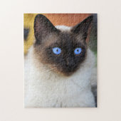 Siamese kitty kat met mooie grote blauwe ogen legpuzzel (Verticaal)