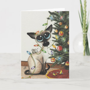 Siamese Lichten van Kerstmis van de Kat door Feestdagen Kaart