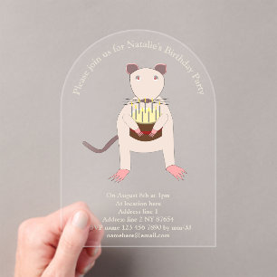 Siamese Rat met Birthday Cake Custom Acryl Uitnodigingen